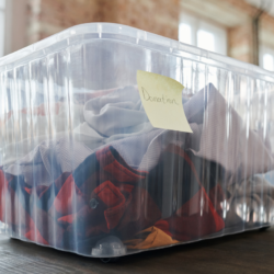 Load your donations into a reusable container. 