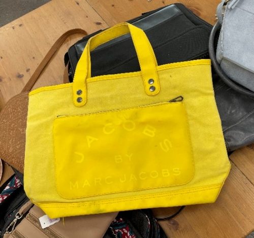 Yellow bag thrifted from Goodwill