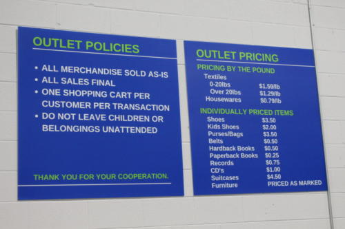 Pricing at extra low prices and by the pound at Goodwill's new Virginia Beach Outlet